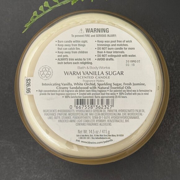 BBW Warm Vanilla Sugar Bath & Body Works 3 Wick Candle - Picture 10 of 10